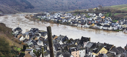 Hochwasser zell Mosel Januar 2024